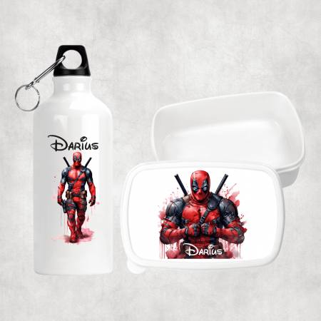 Seturi promoționale - Set personalizat cu nume - Lunch box și bidon apă - DeadPool