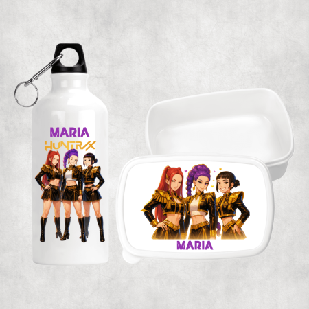 Seturi promoționale - Set personalizat cu nume - Lunch box și bidon apă - K-pop Demon hunters - M2