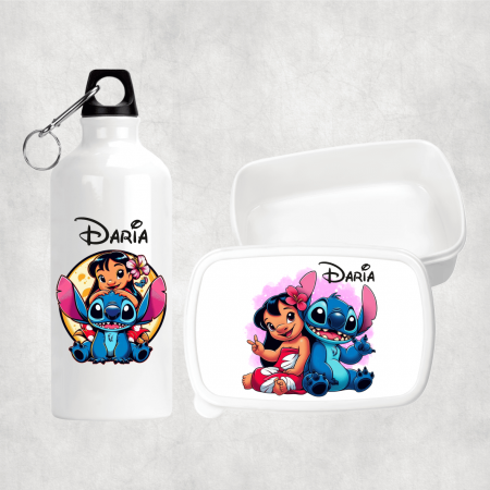 Seturi promoționale - Set personalizat cu nume - Lunch box și bidon apă - Lilo și Stitch