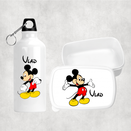 Seturi promoționale - Set personalizat cu nume - Lunch box și bidon apă - Mickey