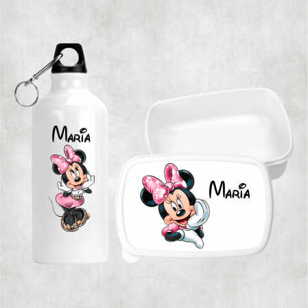 Seturi promoționale - Set personalizat cu nume - Lunch box și bidon apă - Minnie