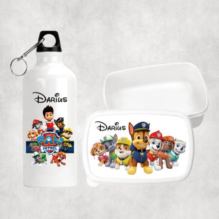 Seturi promoționale - Set personalizat cu nume - Lunch box și bidon apă - Patrula Cățelușilor