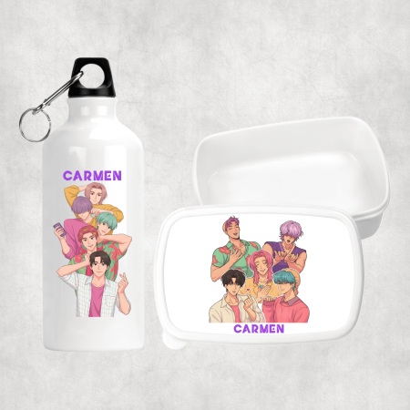 Seturi promoționale - Set personalizat cu nume - Lunch box și bidon apă - Saja Boys - Kpop Demon Hunters - M1