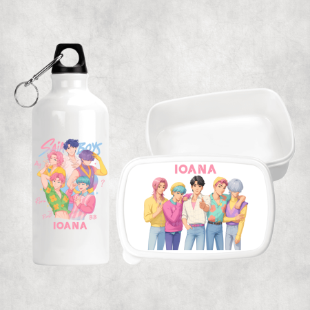 Seturi promoționale - Set personalizat cu nume - Lunch box și bidon apă - Saja Boys - Kpop Demon Hunters - M3