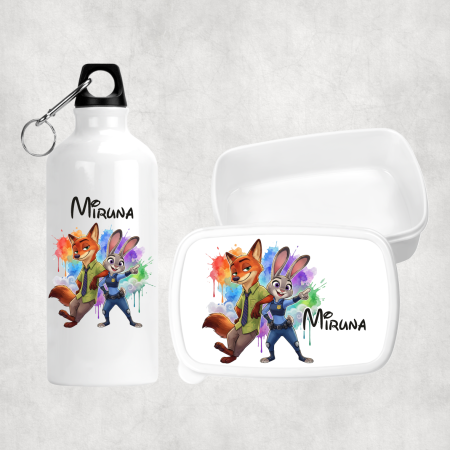 Seturi promoționale - Set personalizat cu nume - Lunchbox și bidon apă - Zootopia - Nick și Judy - M1