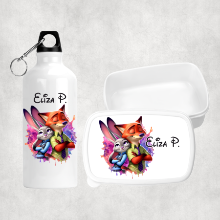Seturi promoționale - Set personalizat cu nume - Lunchbox și bidon apă - Zootopia - Nick și Judy - M3