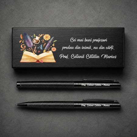 Cadouri pentru EA - Set premium pix și creion metalic personalizat în cutie - Cei mai buni profesori