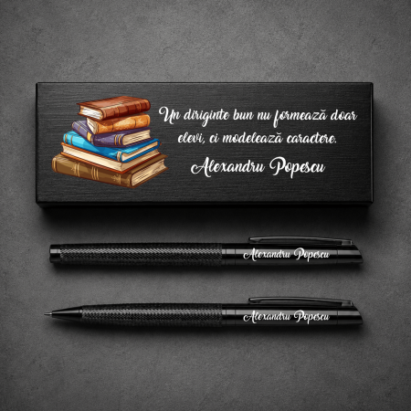 Pixuri - Set premium pix și creion metalic personalizat în cutie - Diriginte