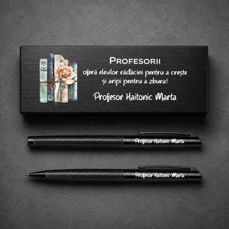Pixuri - Set premium pix și creion metalic personalizat în cutie - Profesor - M2
