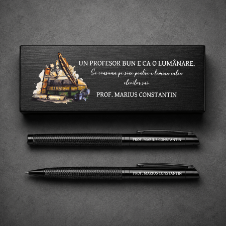 Pixuri - Set premium pix și creion metalic personalizat în cutie - Profesor - M3