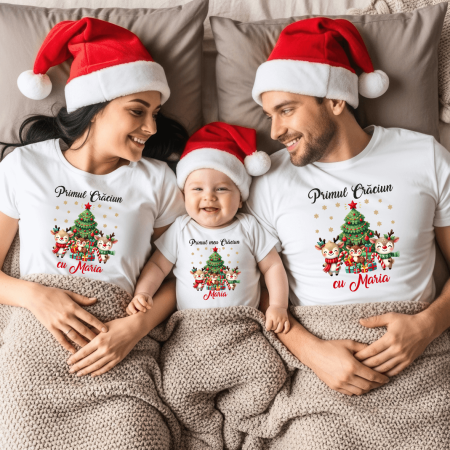 Tricouri personalizate familie - Set tricouri personalizate pentru Crăciun - Familie - Reni