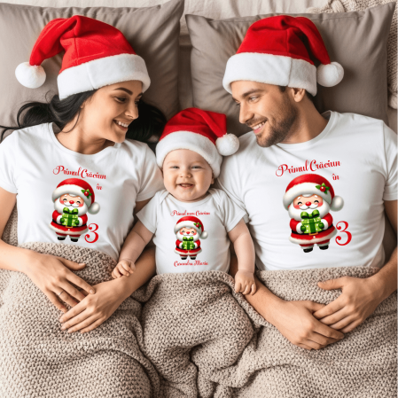 Tricouri personalizate familie - Set tricouri personalizate pentru Crăciun - Moș Crăciun - M10