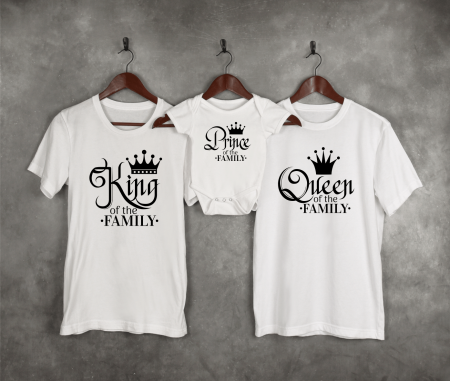 Seturi personalizate băieți - Set tricouri personalizate aniversare 1 an - King - Queen - Prince