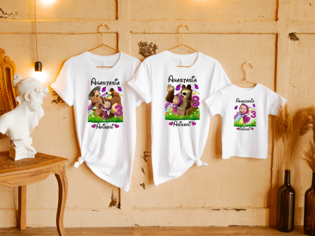 Tricouri personalizate Aniversare - Set tricouri personalizate aniversare - Masha - Model 3