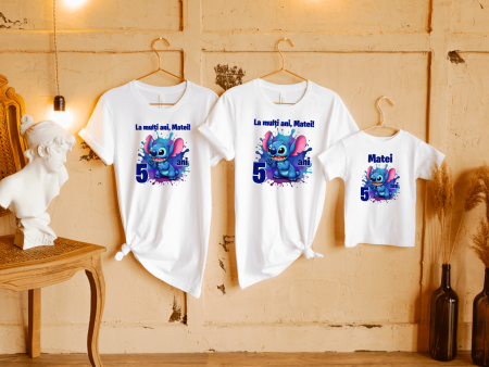 Tricouri personalizate Aniversare - Set tricouri personalizate aniversare - Stitch - Model 5