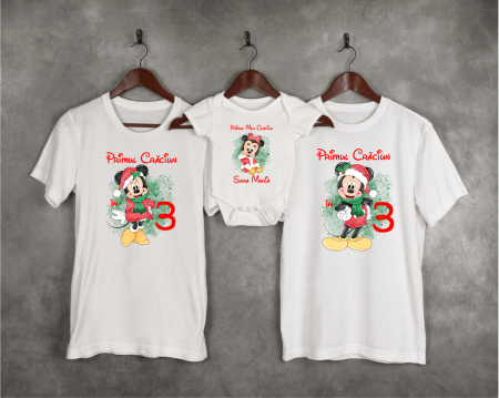 Tricouri personalizate familie - Set tricouri personalizate - Baby Minnie - Crăciun - M1