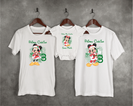 Tricouri personalizate familie - Set tricouri personalizate - Baby Minnie - Crăciun - Model 2