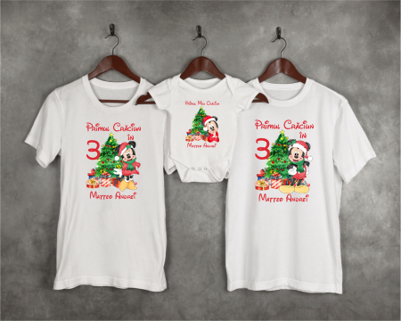 Tricouri personalizate familie - Set tricouri personalizate - Crăciun - Baby Mickey - Model băiețel