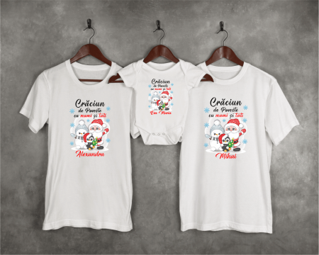 Tricouri personalizate familie - Set tricouri personalizate - Crăciun de poveste cu mami și tati - M15