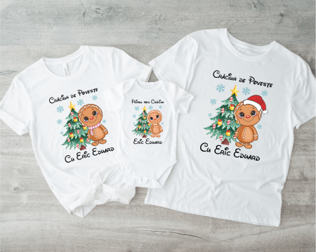 Tricouri personalizate familie - Set tricouri personalizate - Crăciun de Poveste - Gingerbread - Model băiețel