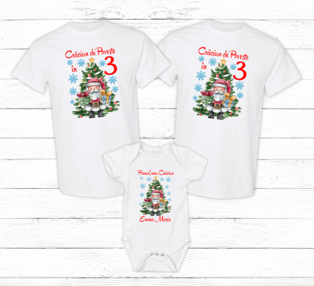 Tricouri personalizate familie - Set tricouri personalizate - Crăciun de Poveste în 3 - Model 8