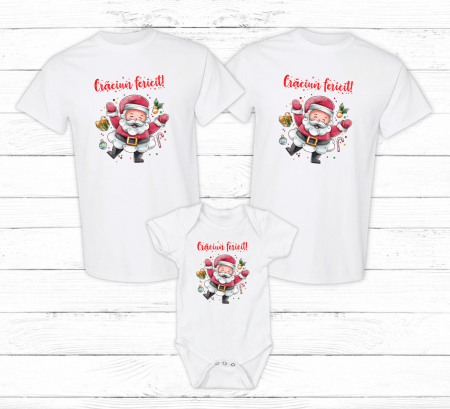 Tricouri personalizate familie - Set tricouri personalizate - Crăciun fericit - Model 2