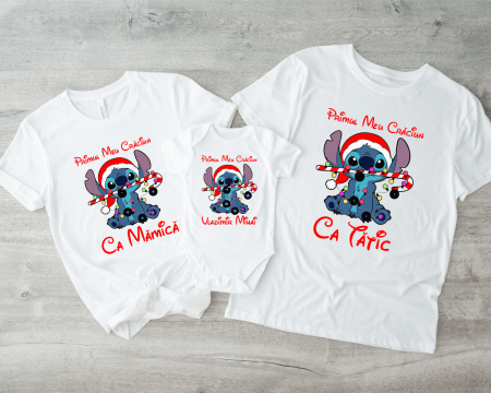 Tricouri personalizate familie - Set tricouri personalizate - Crăciun - Stitch - Model 2