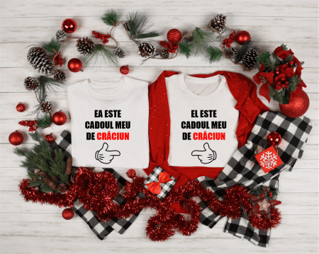 Tricouri personalizate cuplu - Set tricouri personalizate pentru cuplu - Cadoul meu de Crăciun