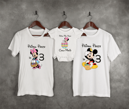 Paște - Tricouri personalizate familie - Primul Paște în 3 - Minnie