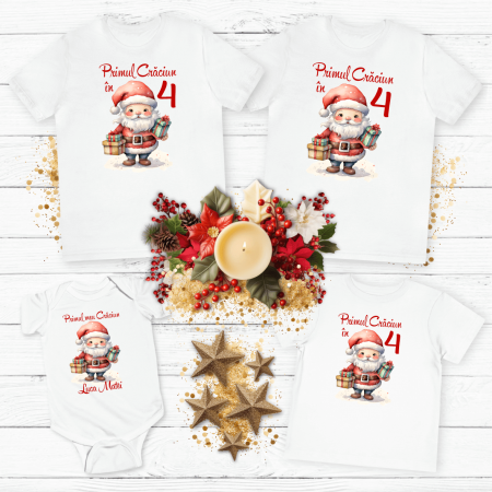 Tricouri personalizate familie - Set tricouri personalizate - Moș Crăciun - Model 10