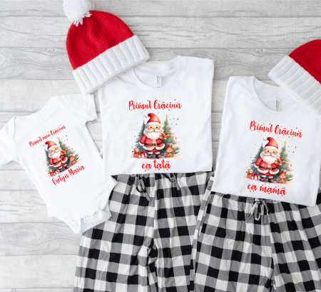 Tricouri personalizate familie - Set tricouri personalizate - Moș Crăciun - Model 2