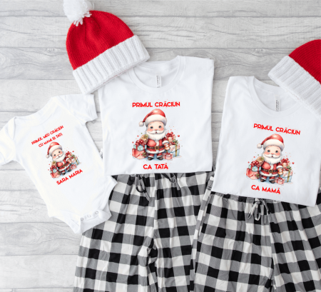 Tricouri personalizate familie - Set tricouri personalizate - Moș Crăciun - Model 5