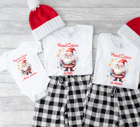 Tricouri personalizate familie - Set tricouri personalizate - Moș Crăciun - Model 7