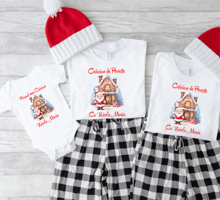 Tricouri personalizate familie - Set tricouri personalizate - Moș Crăciun - Model 4