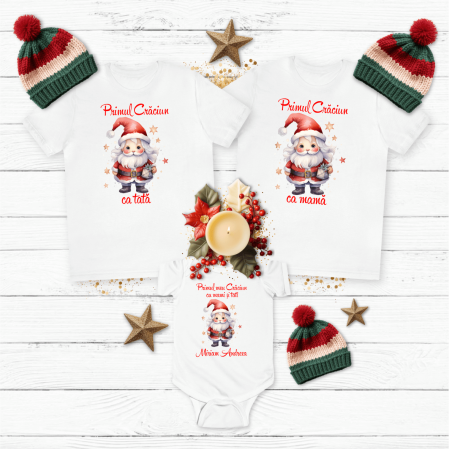 Tricouri personalizate familie - Set tricouri personalizate - Moș Crăciun - Model 8
