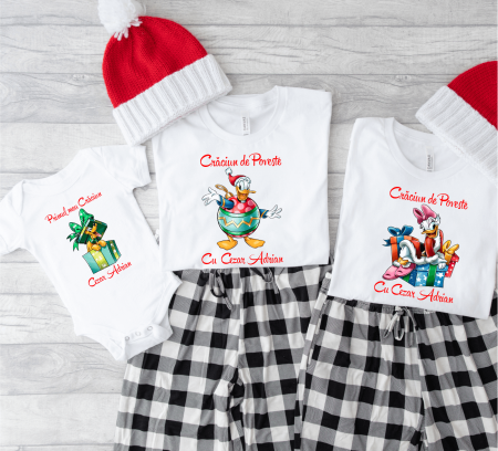 Tricouri personalizate familie - Set tricouri personalizate pentru Crăciun - Daisy & Donald