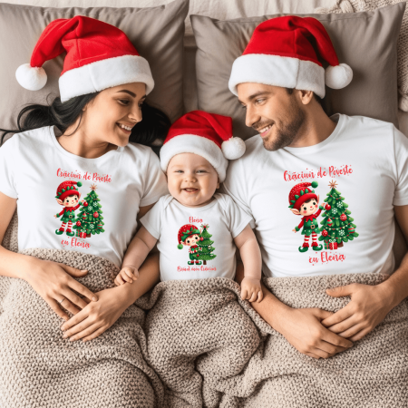 Tricouri personalizate familie - Set tricouri personalizate pentru Crăciun - Elfi - M12