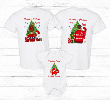 Tricouri personalizate familie - Set tricouri personalizate pentru Crăciun - Model 1
