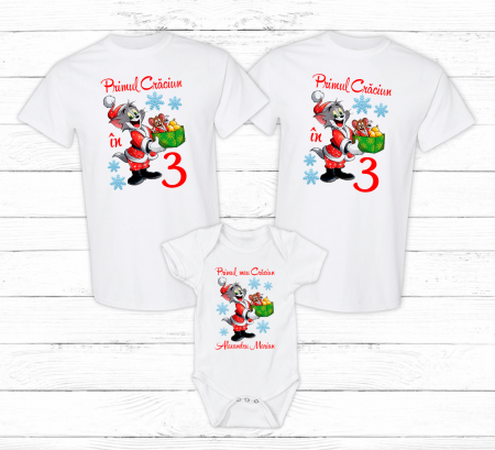 Tricouri personalizate familie - Set tricouri personalizate pentru Crăciun - Tom & Jerry