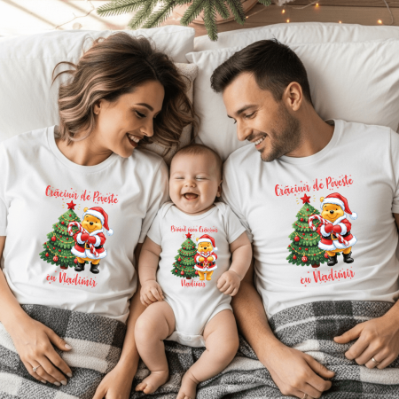 Tricouri personalizate familie - Set tricouri personalizate pentru Crăciun - Winnie the Pooh - M10