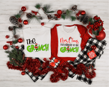 Tricouri personalizate cuplu - Set tricouri personalizate pentru cuplu - Grinch Family