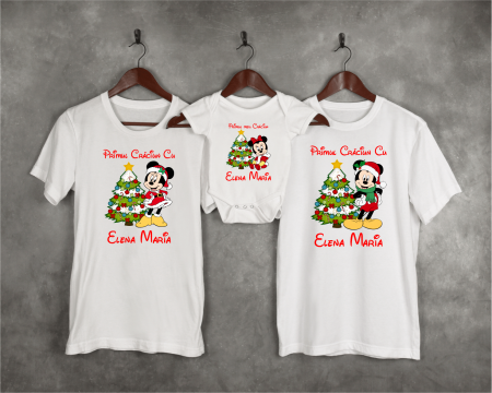 Tricouri personalizate familie - Set tricouri personalizate - Primul Crăciun - Baby Minnie