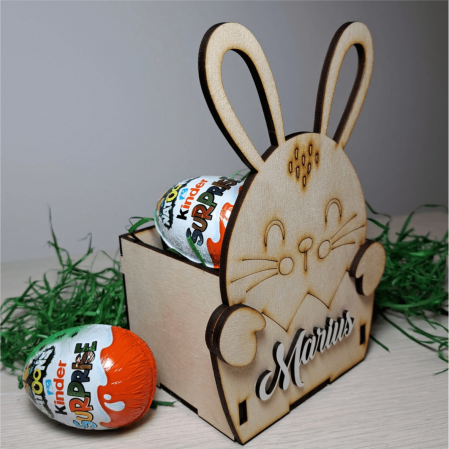 Decorațiuni Paște - Suport iepuraș din placaj - Paște - Model băiat - Personalizat cu nume