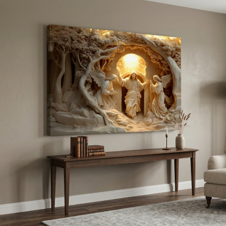 Tablouri canvas - Tablou canvas pânză - Scena Învierii – Iisus și îngeri