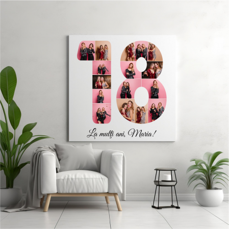 Tablouri canvas personalizate pe pânză - Tablou canvas personalizat pe pânză - Aniversare - 18 ani