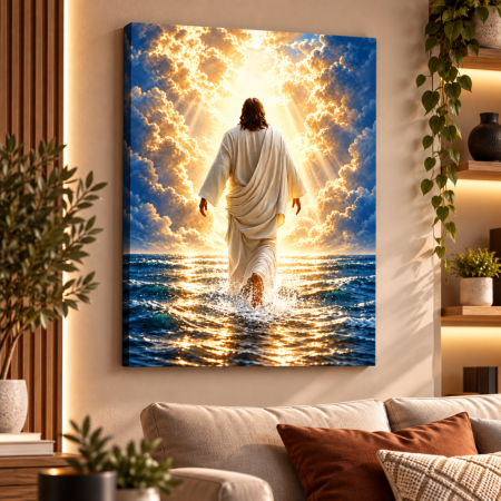 Tablouri canvas - Tablou canvas personalizat pe pânză - Iisus pășind pe apă – Puterea credinței