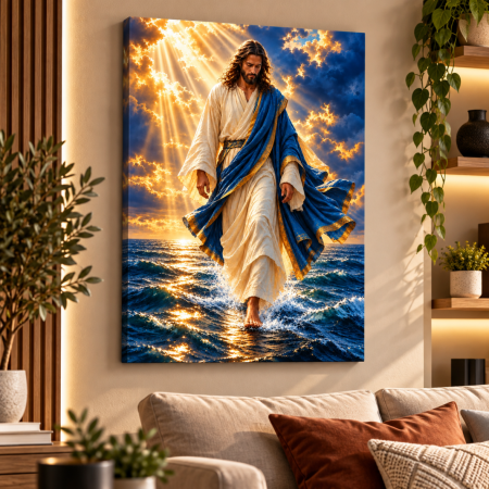 Tablouri canvas - Tablou canvas personalizat pe pânză - Iisus pășind pe apă – Tablou canvas personalizat pe pânză