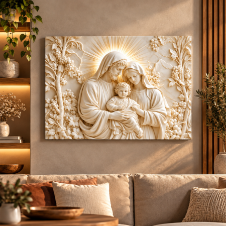 Tablouri canvas - Tablou canvas personalizat pe pânză - Sfânta Familie – Iisus, Maria și Iosif – Iubire și binecuvântare