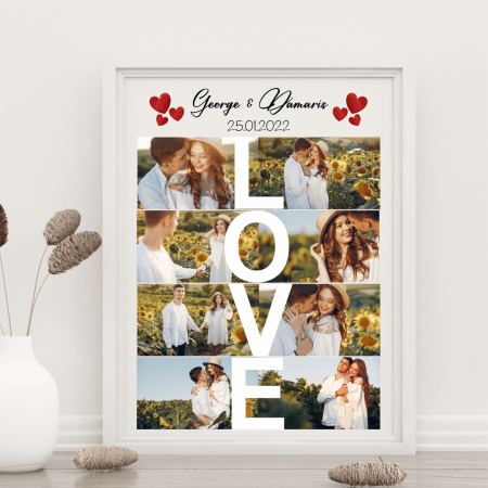 Rame foto - Tablou personalizat A4 cu 8 poze - Nume - Dată