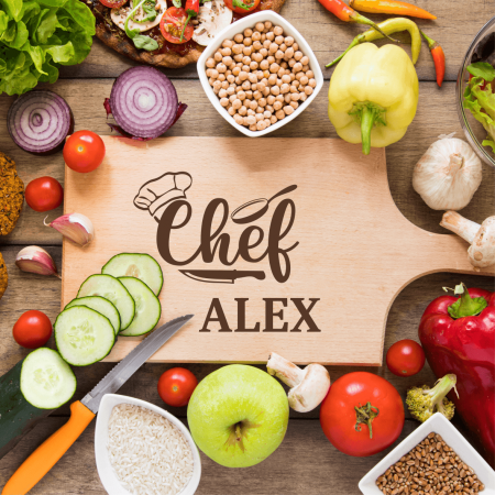 Tocătoare personalizate - Tocător personalizat cu mâner - Chef - Nume
